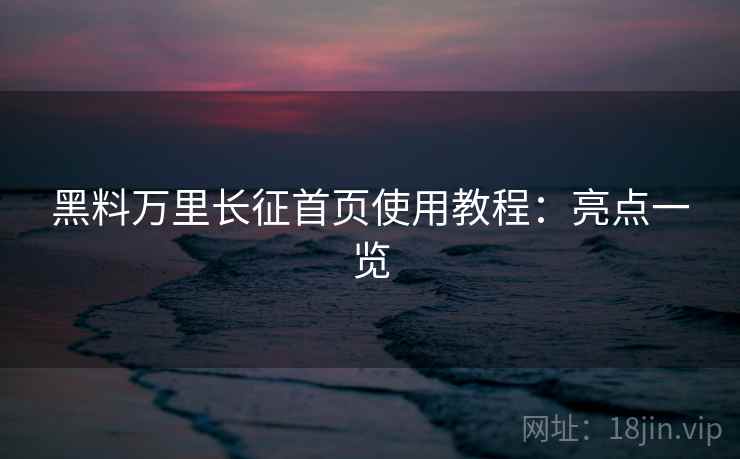 黑料万里长征首页使用教程：亮点一览